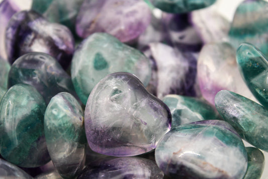 Rainbow Fluorite Hearts