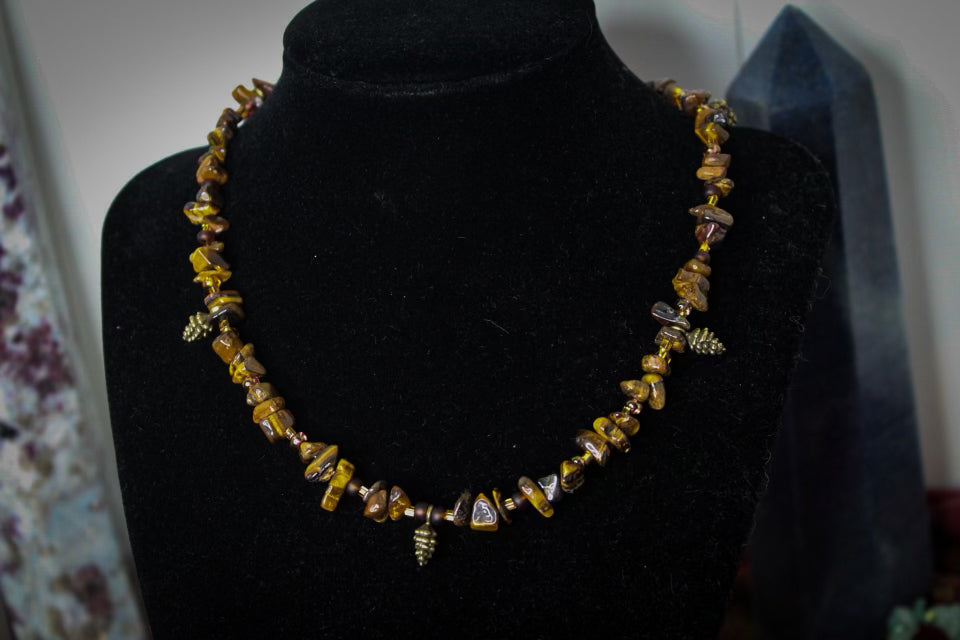 Tigers Eye Pinecone Necklace