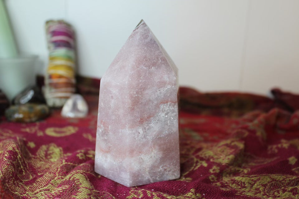 Pink amethyst crystal tower