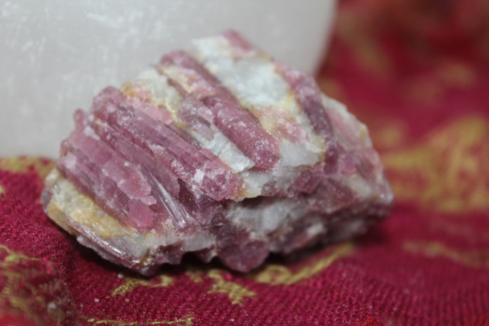 Raw pink tourmaline crystal
