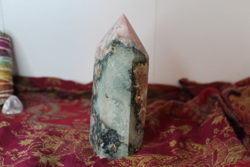 Pink amethyst crystal tower