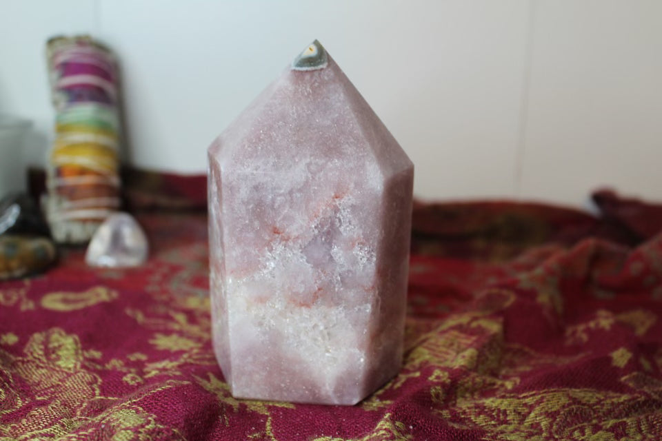 Pink amethyst crystal tower