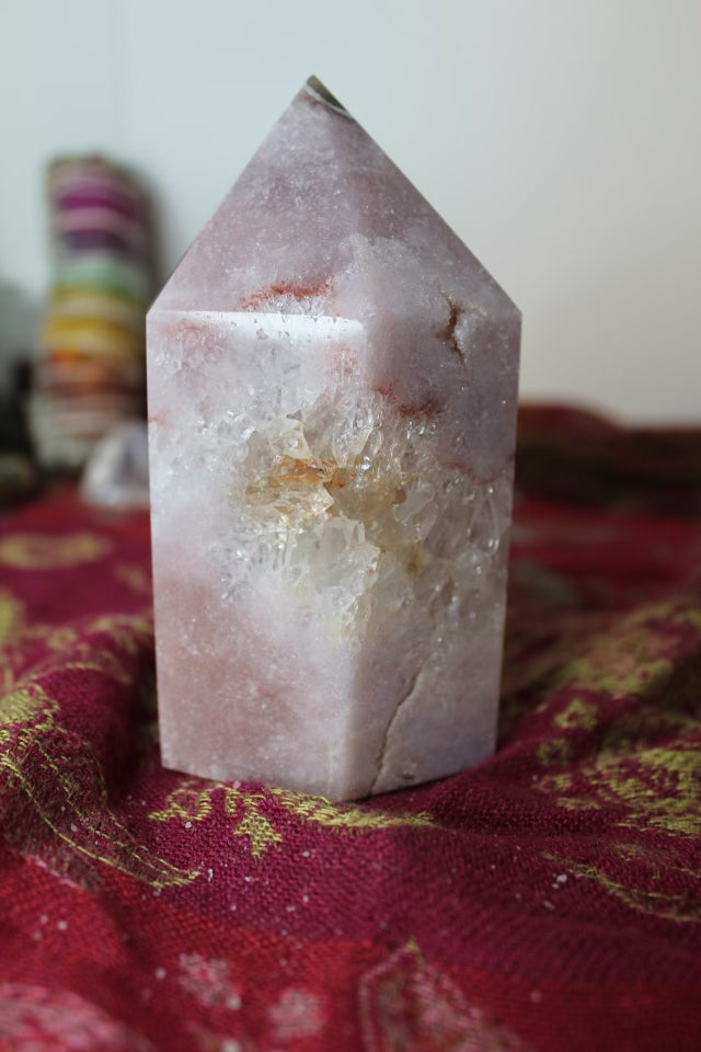 Pink amethyst crystal tower