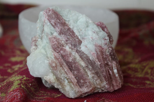 Raw pink tourmaline crystal