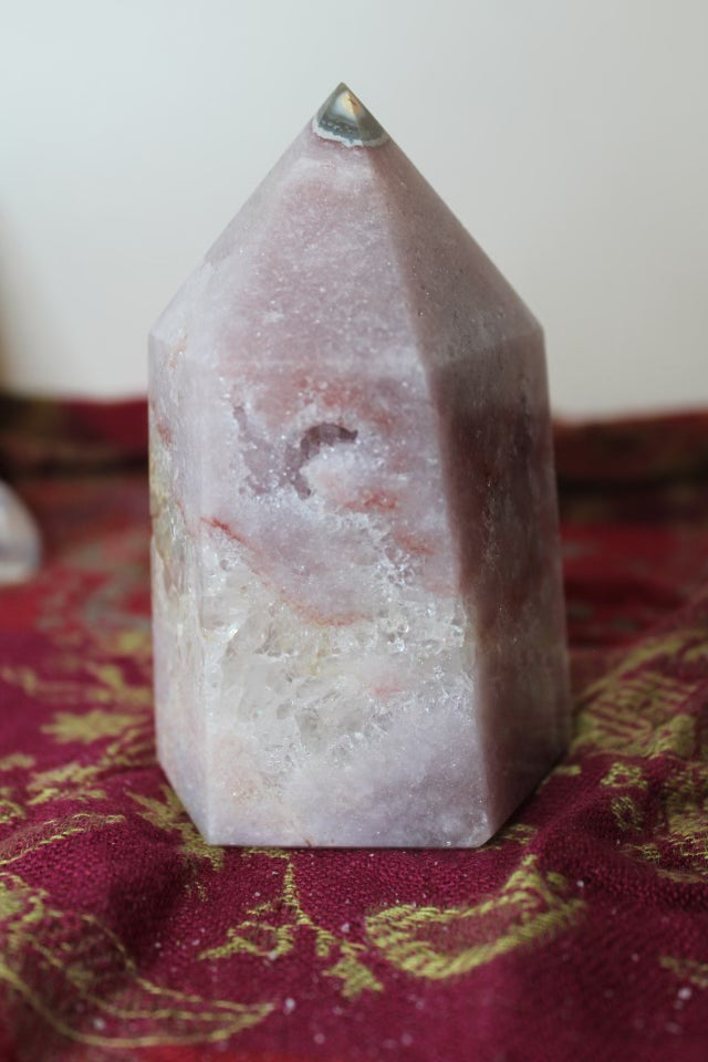 Pink amethyst crystal tower