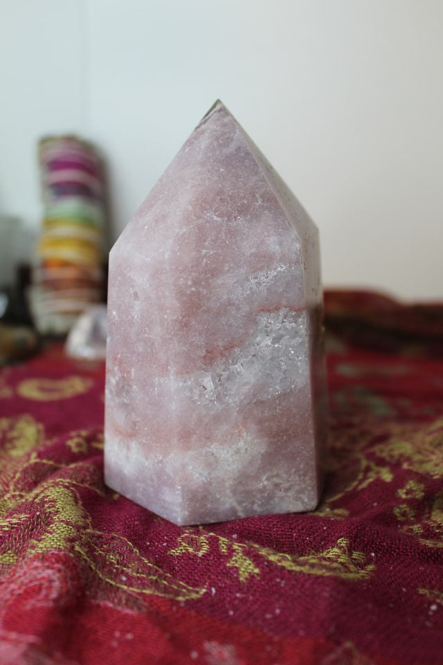 Pink amethyst crystal tower