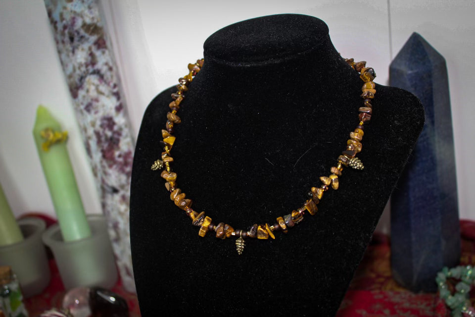 Tigers Eye Pinecone Necklace