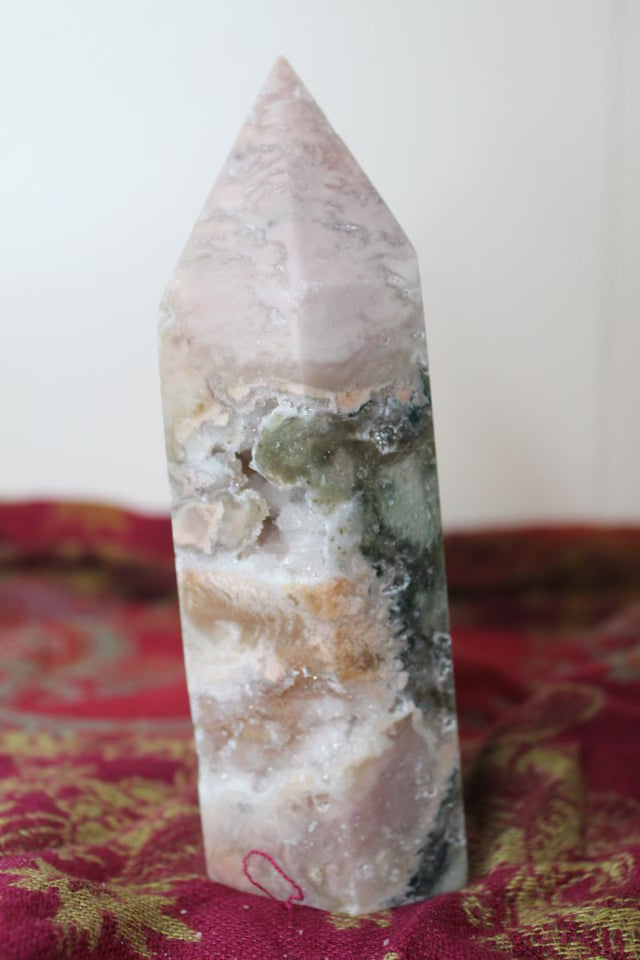 Pink amethyst crystal tower