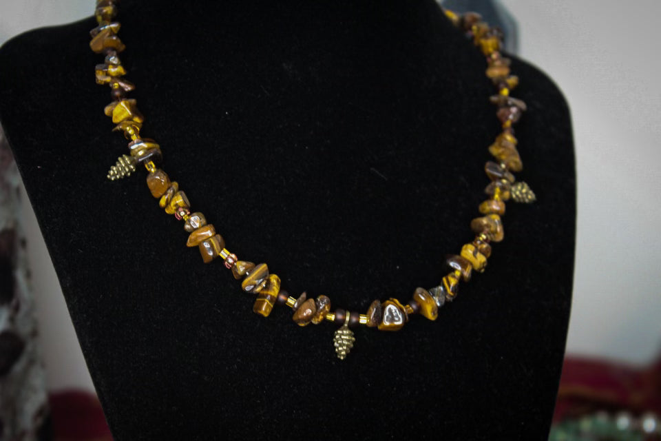 Tigers Eye Pinecone Necklace