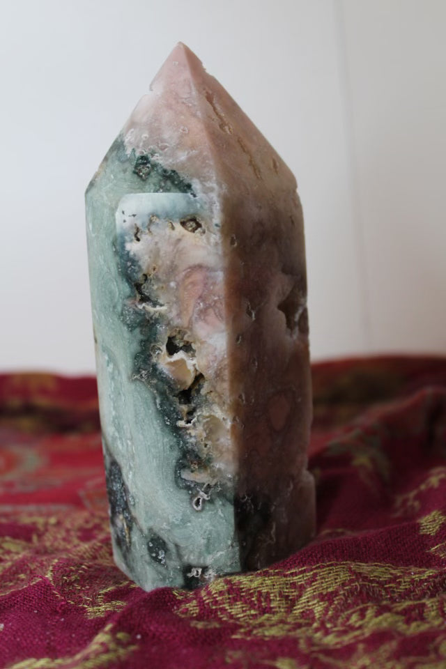 Pink amethyst crystal tower